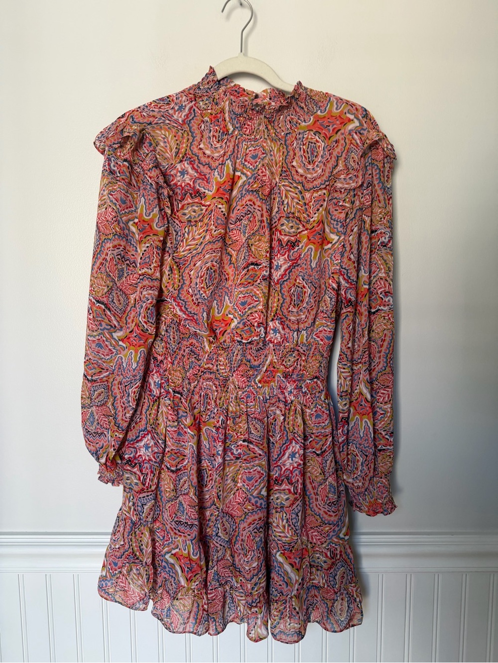 THML Pink Paisley Long Sleeve Mini Dress - Picture 2 of 6